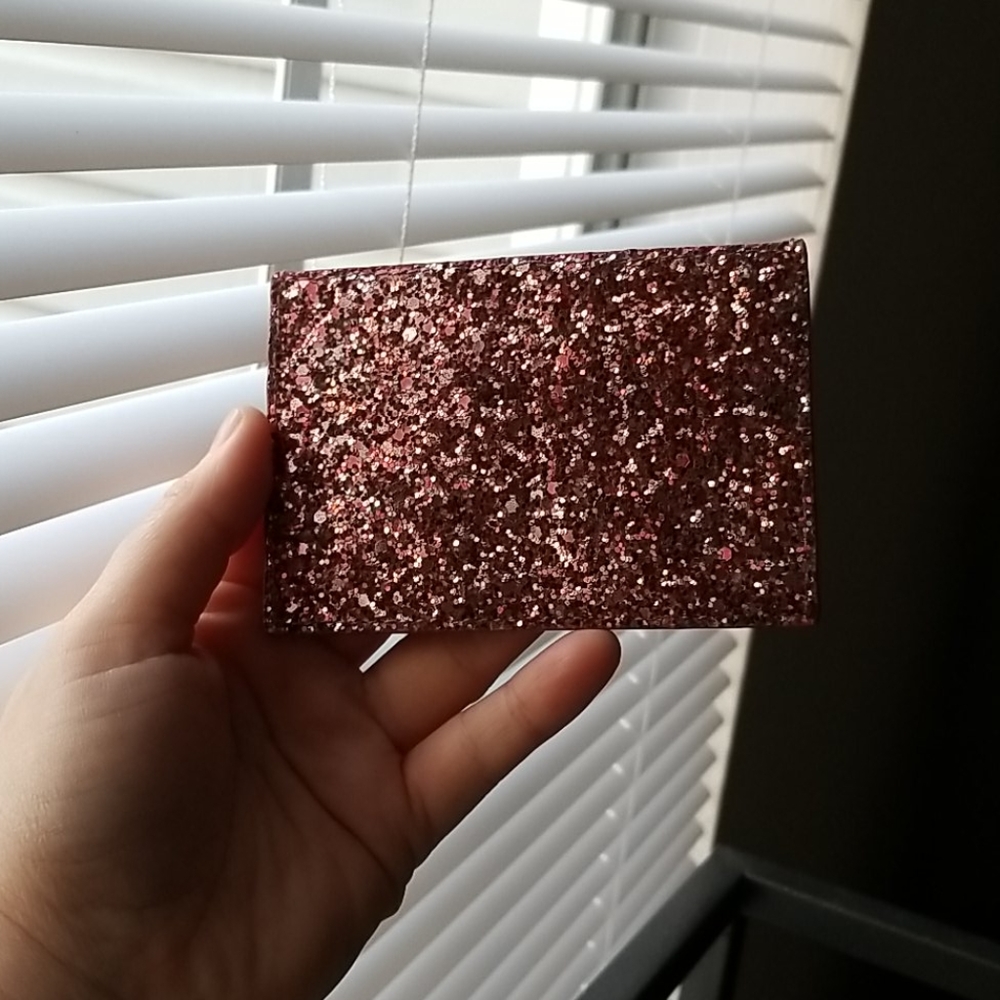 Kate Spade pink chunky glitter card holder wallet